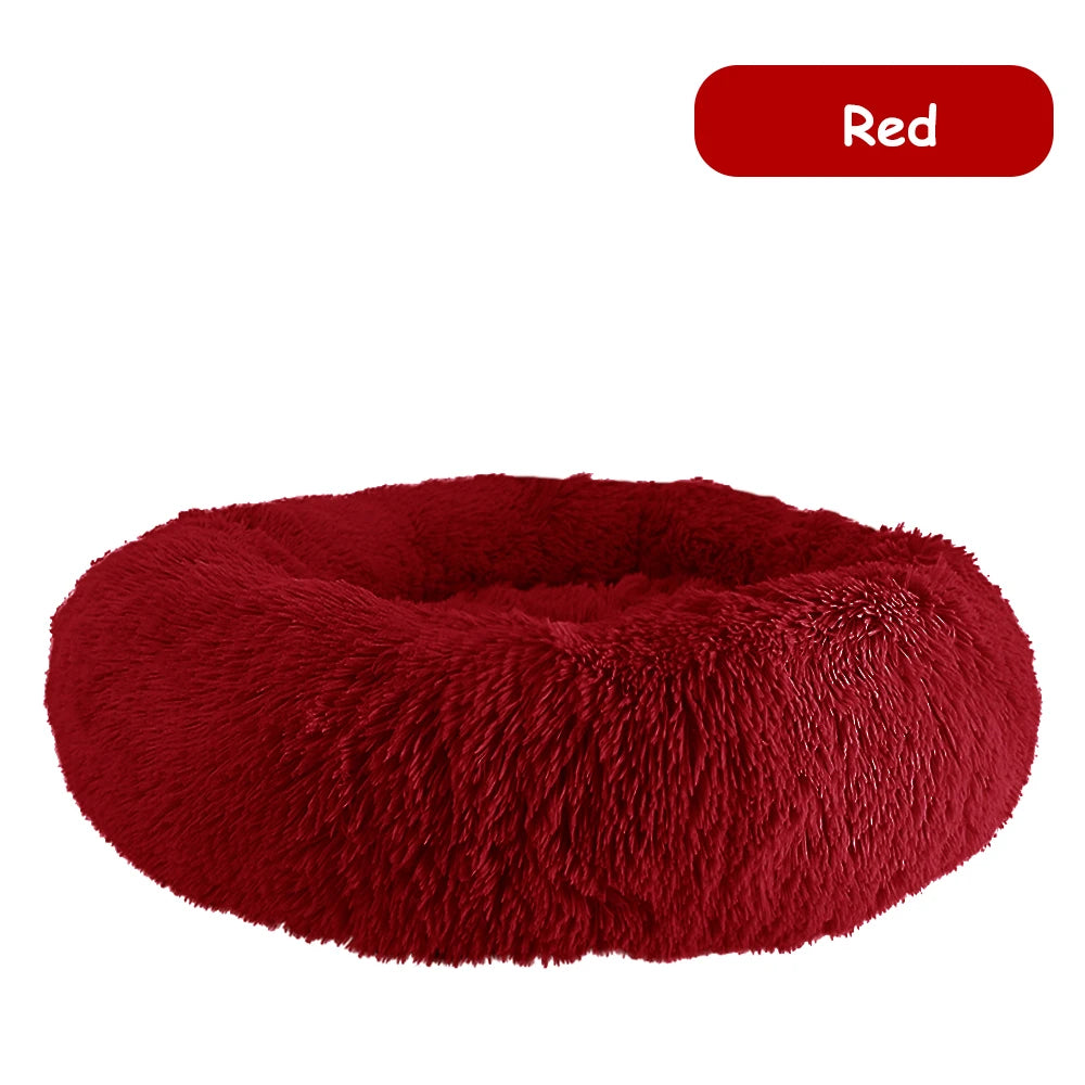 Donut Pet Bed Warm Soft Long Plush Pet bed For Small & Large Dog House Cat Calming Beds Washable Winter Kennel Sofa Cushion Mat