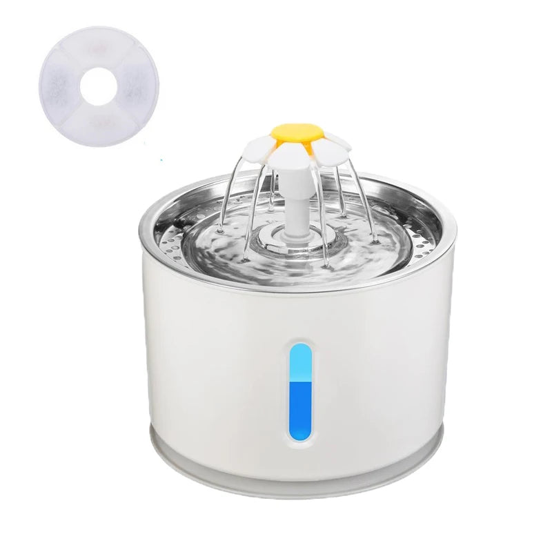 Automatic Pet Water Fountain with LED Lighting 5 Pack Filters 2.4L USB Dogs Cats Mute Drinker Feeder Bowl Drinking Dispenser