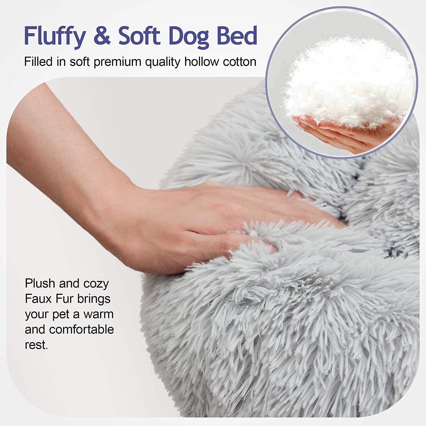 Donut Pet Bed Warm Soft Long Plush Pet bed For Small & Large Dog House Cat Calming Beds Washable Winter Kennel Sofa Cushion Mat