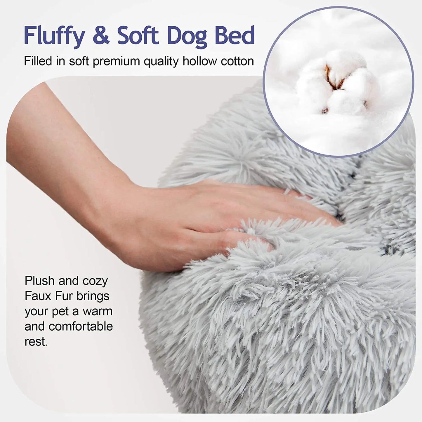 Donut Pet Bed Warm Soft Long Plush Pet bed For Small & Large Dog House Cat Calming Beds Washable Winter Kennel Sofa Cushion Mat