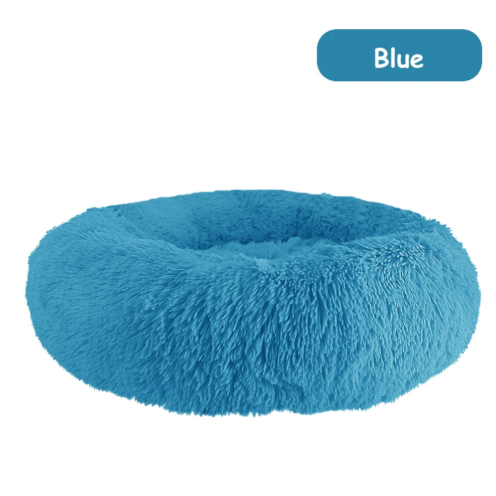 Donut Pet Bed Warm Soft Long Plush Pet bed For Small & Large Dog House Cat Calming Beds Washable Winter Kennel Sofa Cushion Mat