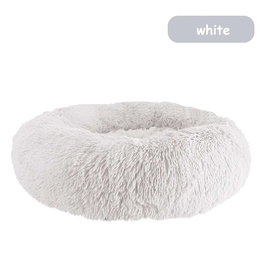 Donut Pet Bed Warm Soft Long Plush Pet bed For Small & Large Dog House Cat Calming Beds Washable Winter Kennel Sofa Cushion Mat