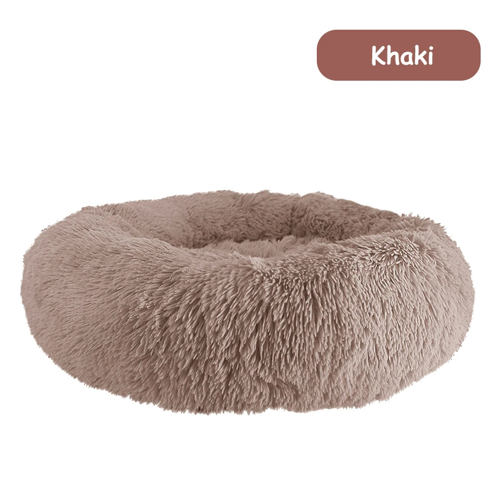 Donut Pet Bed Warm Soft Long Plush Pet bed For Small & Large Dog House Cat Calming Beds Washable Winter Kennel Sofa Cushion Mat