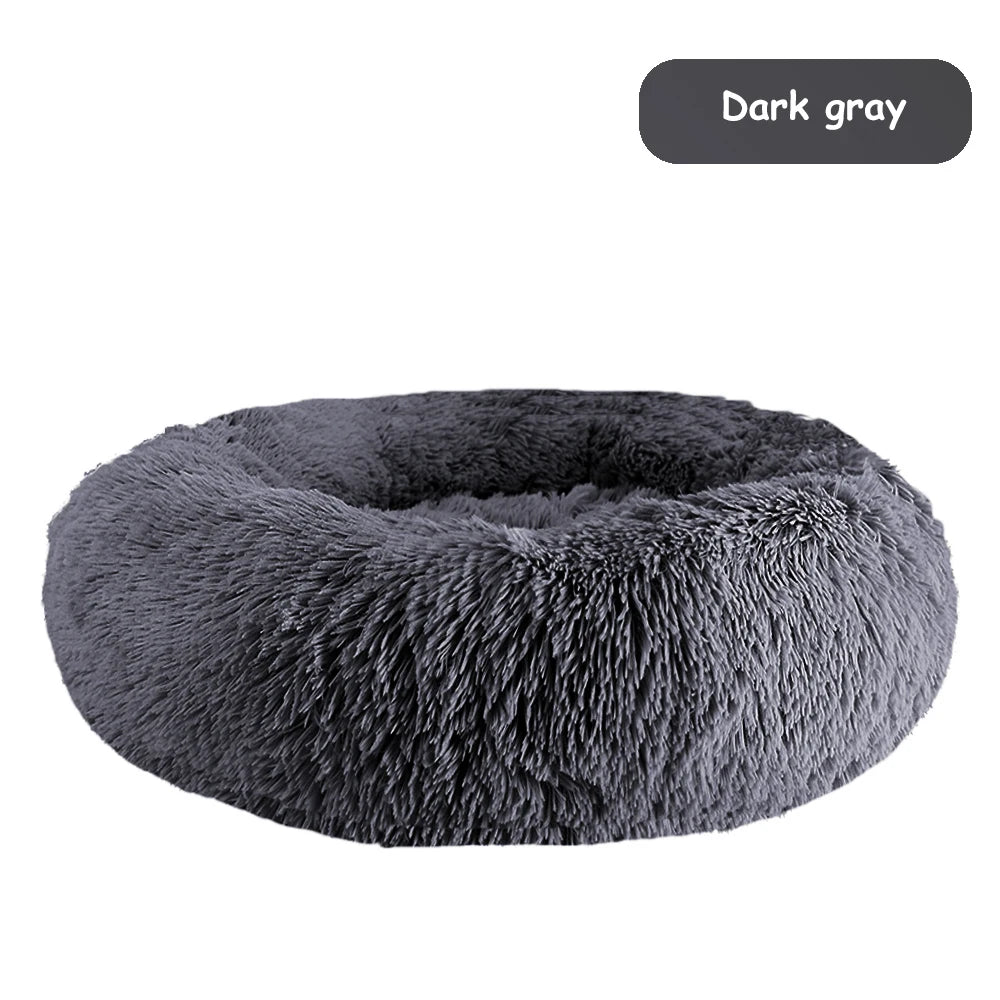 Donut Pet Bed Warm Soft Long Plush Pet bed For Small & Large Dog House Cat Calming Beds Washable Winter Kennel Sofa Cushion Mat