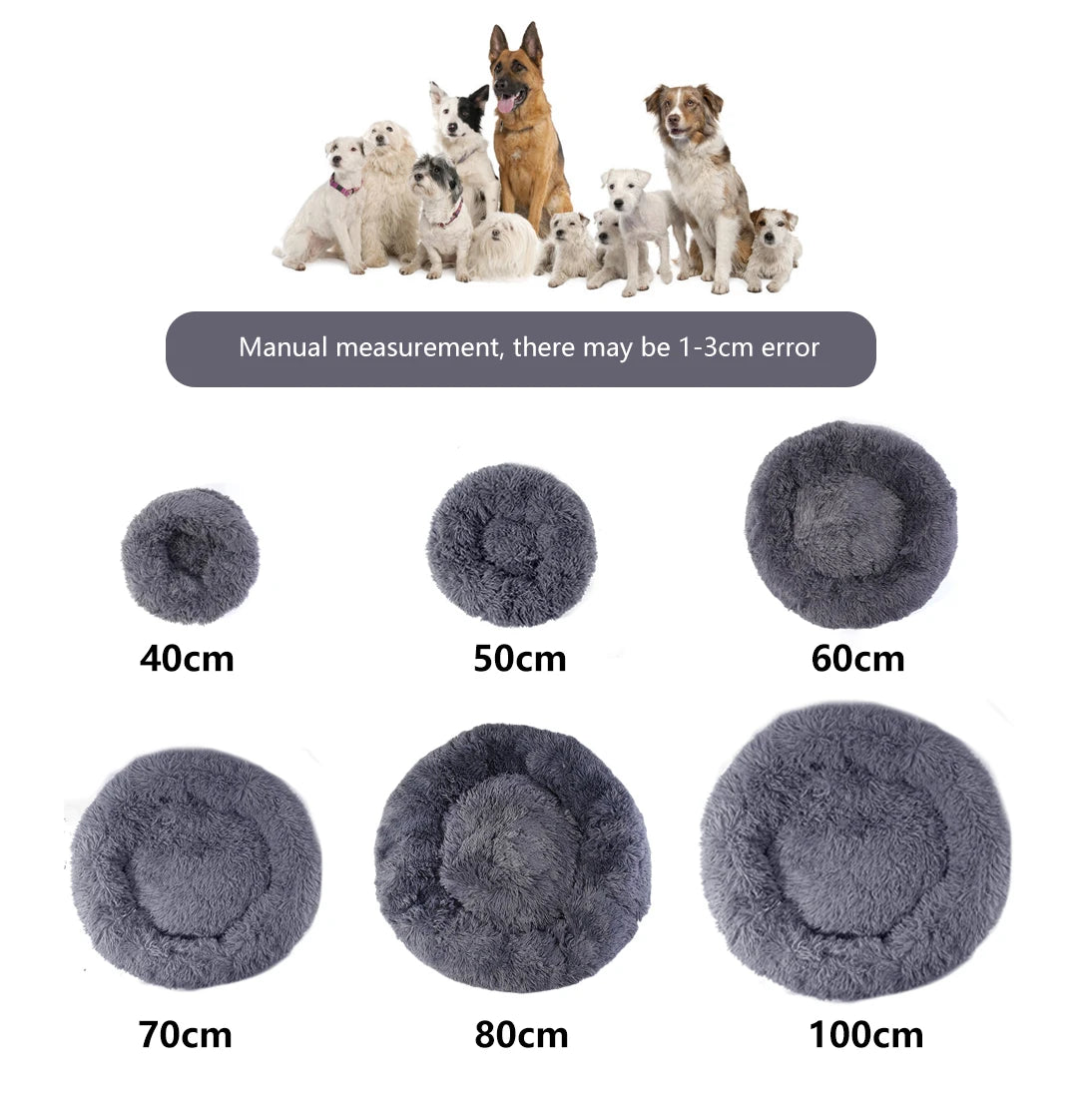 Donut Pet Bed Warm Soft Long Plush Pet bed For Small & Large Dog House Cat Calming Beds Washable Winter Kennel Sofa Cushion Mat