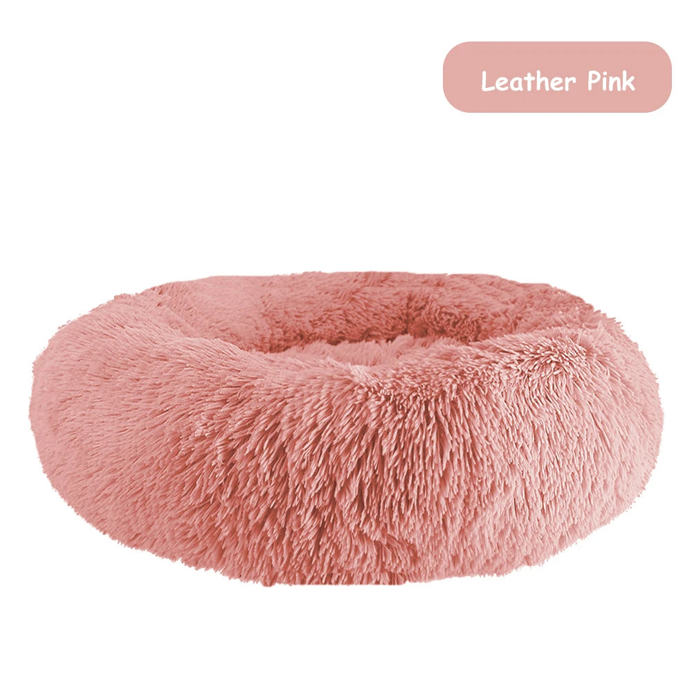 Donut Pet Bed Warm Soft Long Plush Pet bed For Small & Large Dog House Cat Calming Beds Washable Winter Kennel Sofa Cushion Mat