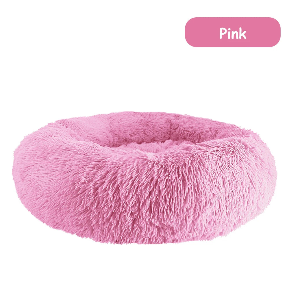 Donut Pet Bed Warm Soft Long Plush Pet bed For Small & Large Dog House Cat Calming Beds Washable Winter Kennel Sofa Cushion Mat