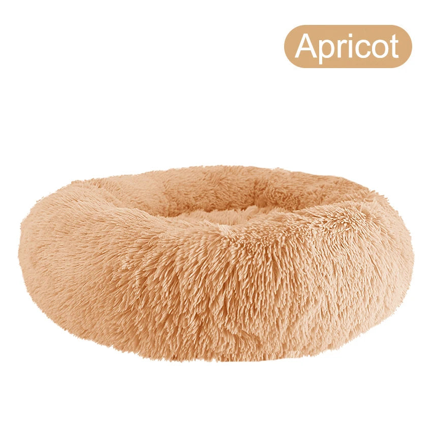 Donut Pet Bed Warm Soft Long Plush Pet bed For Small & Large Dog House Cat Calming Beds Washable Winter Kennel Sofa Cushion Mat