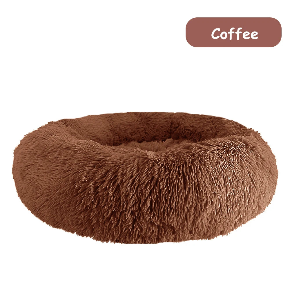 Donut Pet Bed Warm Soft Long Plush Pet bed For Small & Large Dog House Cat Calming Beds Washable Winter Kennel Sofa Cushion Mat