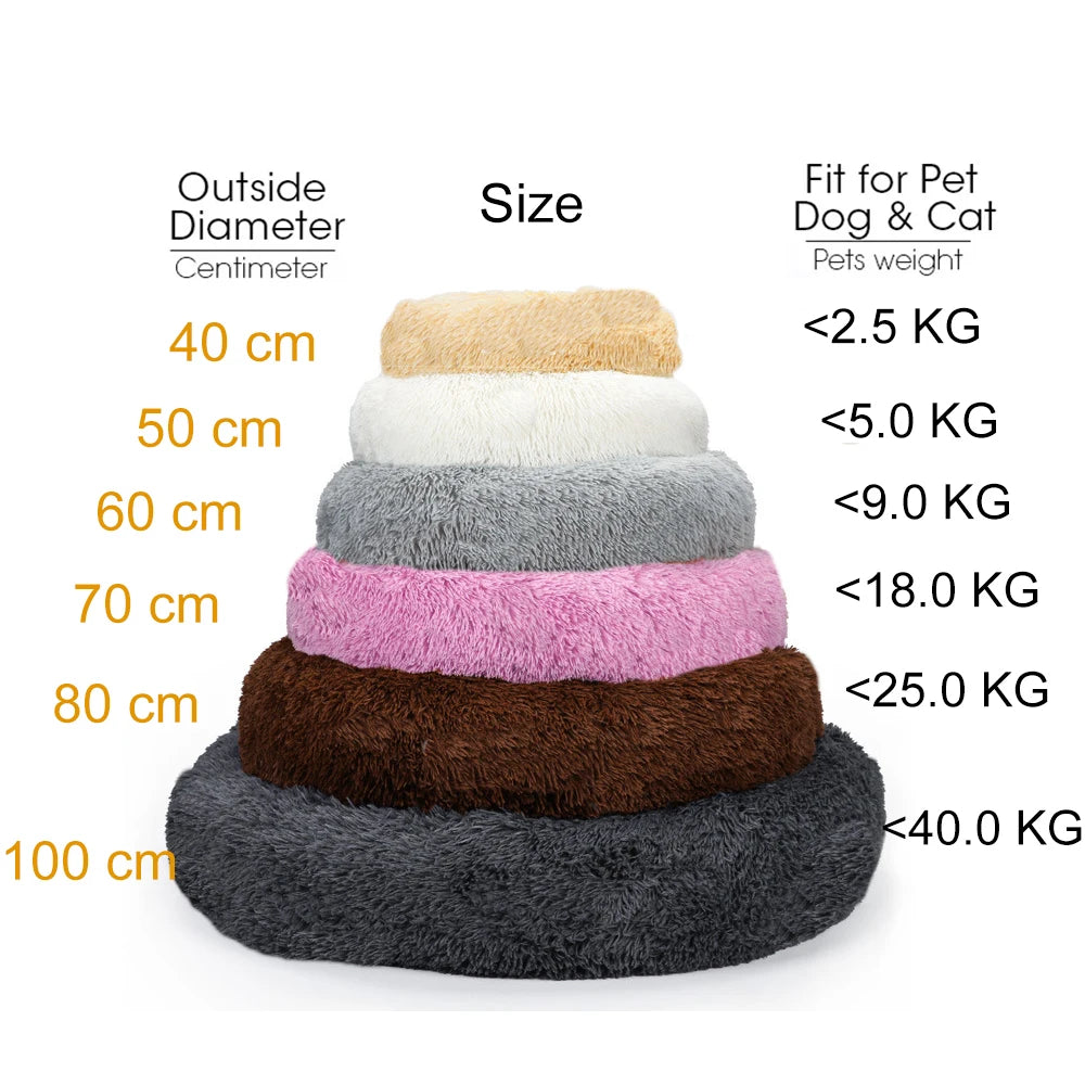 Donut Pet Bed Warm Soft Long Plush Pet bed For Small & Large Dog House Cat Calming Beds Washable Winter Kennel Sofa Cushion Mat