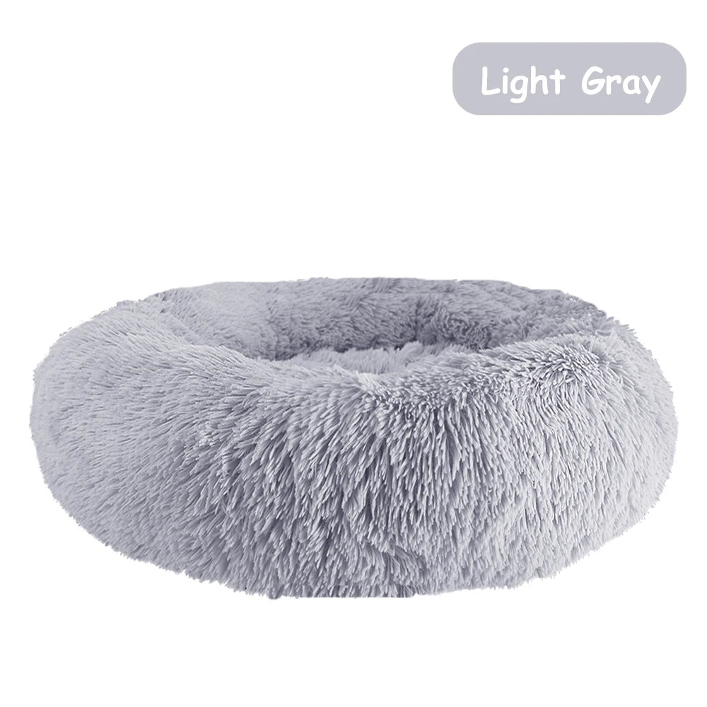 Donut Pet Bed Warm Soft Long Plush Pet bed For Small & Large Dog House Cat Calming Beds Washable Winter Kennel Sofa Cushion Mat