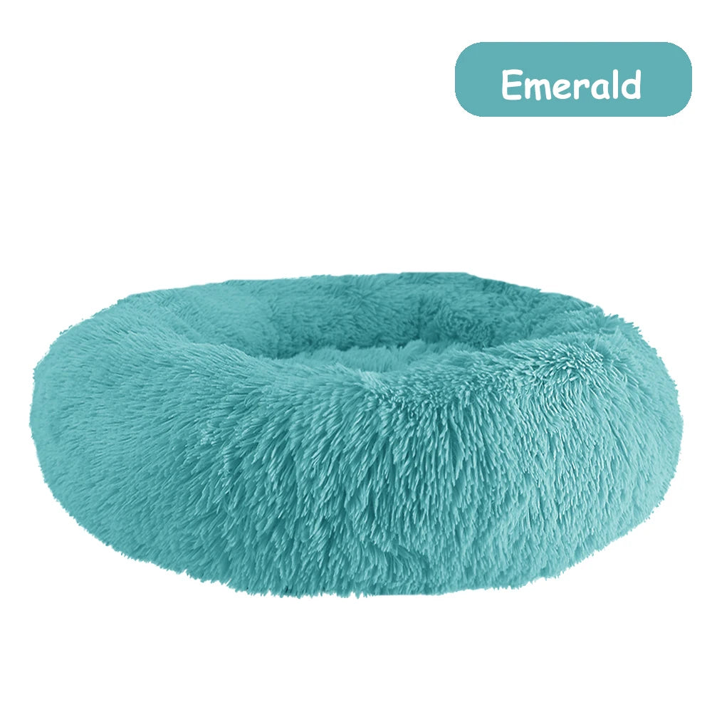 Donut Pet Bed Warm Soft Long Plush Pet bed For Small & Large Dog House Cat Calming Beds Washable Winter Kennel Sofa Cushion Mat