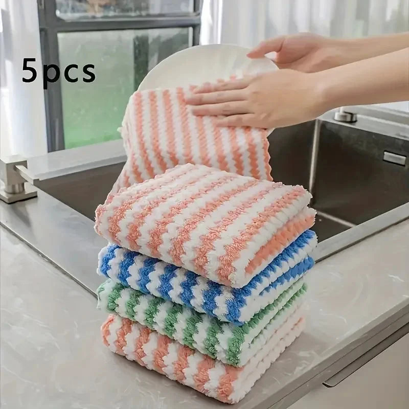 10/40PCS Coral Fleece Cleaning Cloths, Thickened & Super Absorbent, Kitchen Dish Rags for Glass Windows Wipe