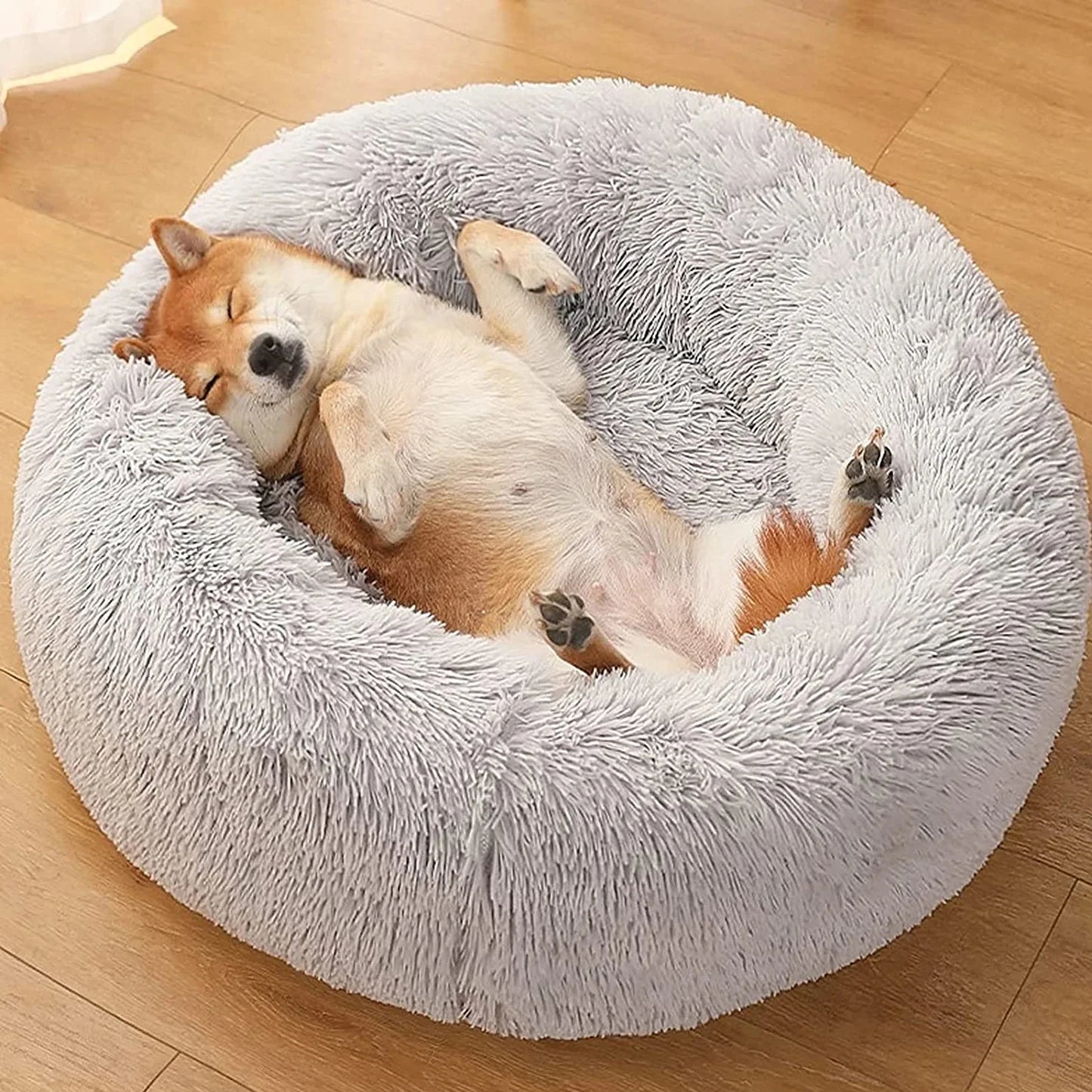 Donut Pet Bed Warm Soft Long Plush Pet bed For Small & Large Dog House Cat Calming Beds Washable Winter Kennel Sofa Cushion Mat