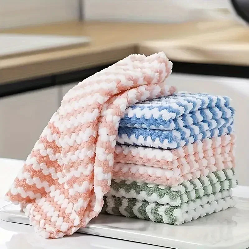 10/40PCS Coral Fleece Cleaning Cloths, Thickened & Super Absorbent, Kitchen Dish Rags for Glass Windows Wipe