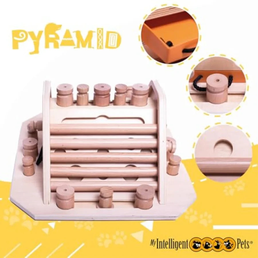 Pyramid - Brain Game for Dogs Interactive Wooden Puzzle Toy for Mental Stimulation Boredom Buster for Smart and Active Dogs