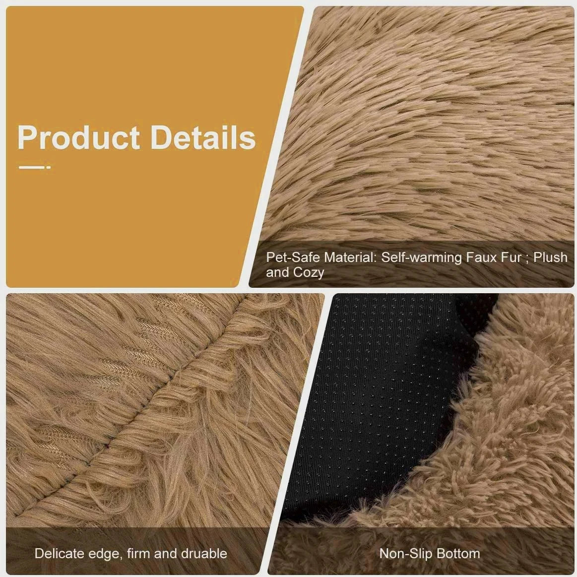 Donut Pet Bed Warm Soft Long Plush Pet bed For Small & Large Dog House Cat Calming Beds Washable Winter Kennel Sofa Cushion Mat
