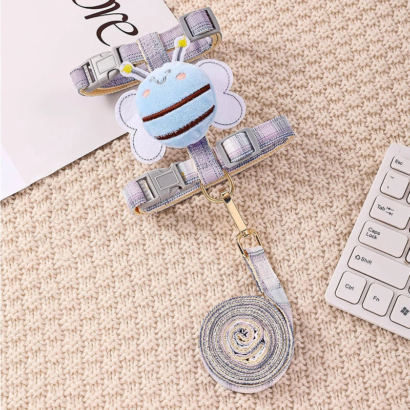 Cute Cartoon Sphynx Cat Harness Walking Pet Harnesses and Leash Set for Cats Gatos Kitten Garfield mascotas Accessories Supplies
