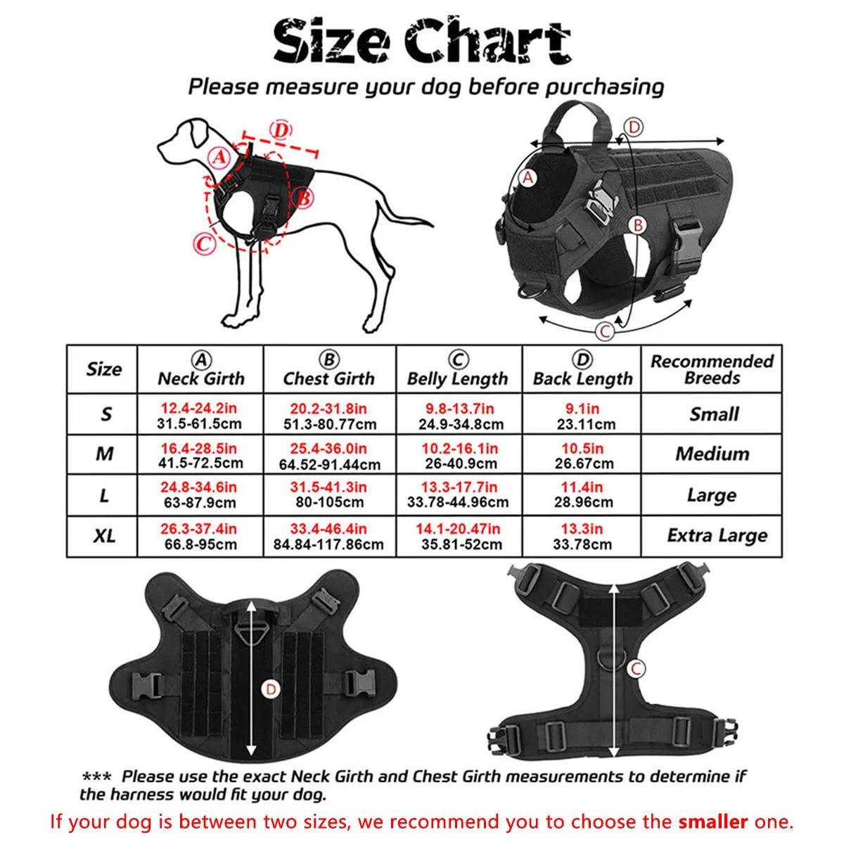 Tactical Dog Harness Leash Collar Molle Pouches for Medium Large Dogs Training Military Pet Vest Adjustable Service Dog Harness