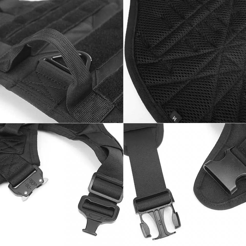 Tactical Dog Harness Leash Collar Molle Pouches for Medium Large Dogs Training Military Pet Vest Adjustable Service Dog Harness