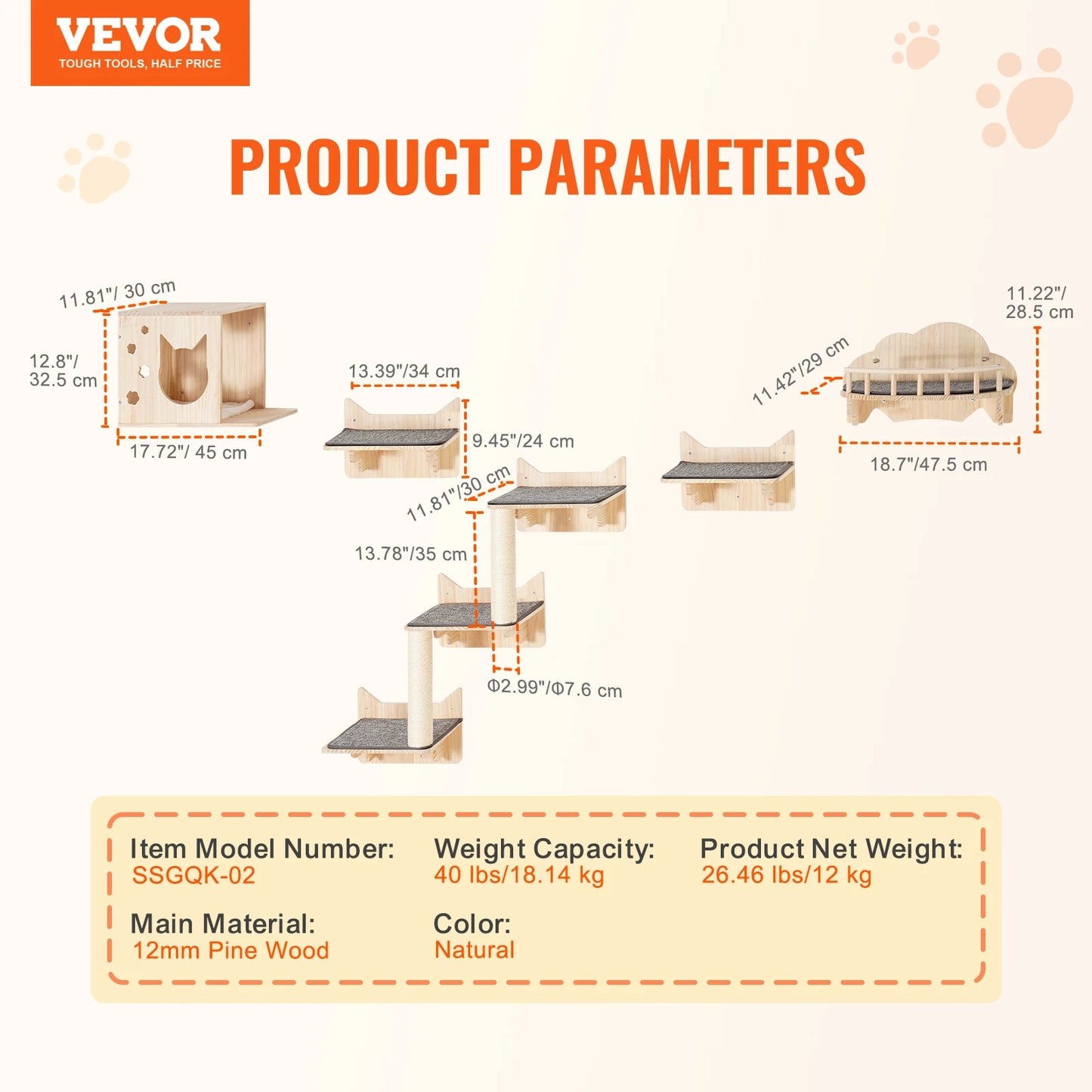 Wall Mounted Cat Shelves Cat Wall Shelves and Perches with Jumping Boards Hammocks & Cat Tree Cat Furniture and Shelves