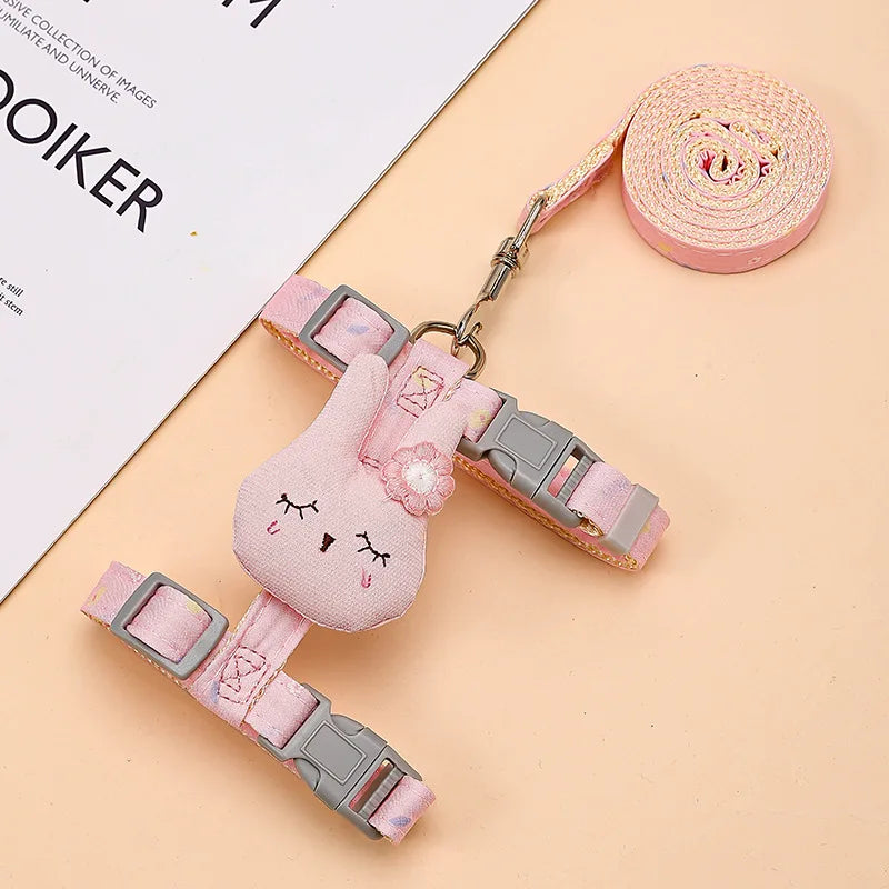 Cute Cartoon Sphynx Cat Harness Walking Pet Harnesses and Leash Set for Cats Gatos Kitten Garfield mascotas Accessories Supplies