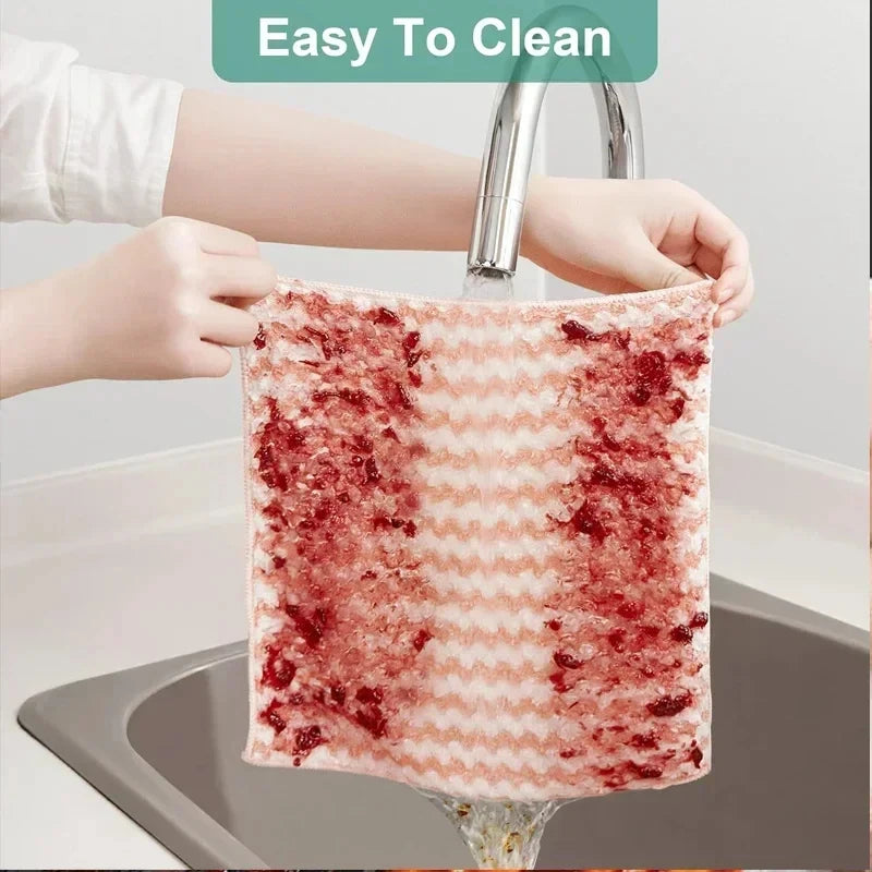 10/40PCS Coral Fleece Cleaning Cloths, Thickened & Super Absorbent, Kitchen Dish Rags for Glass Windows Wipe