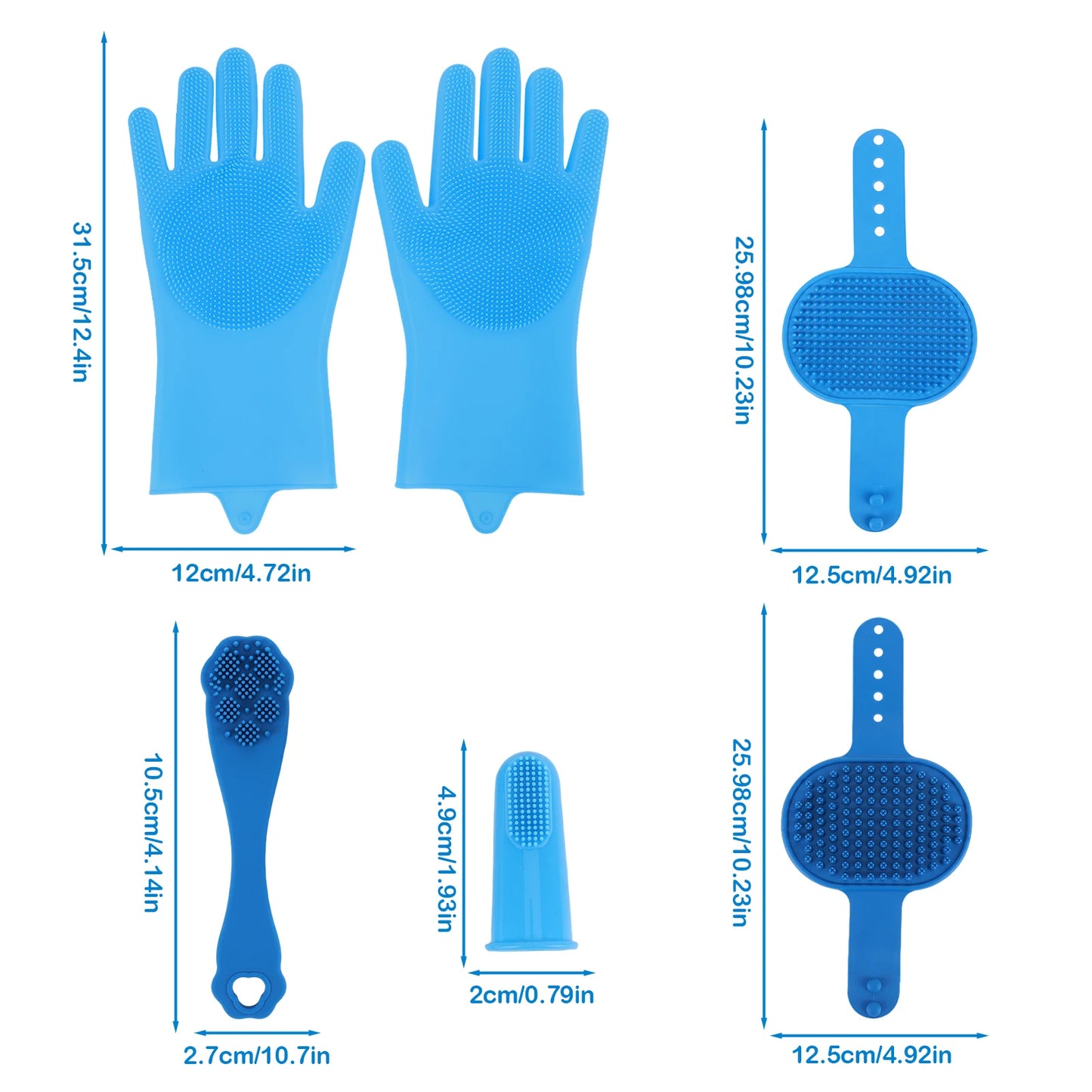 6PCS Pet Grooming Kit Silicone Dog Bath Brush Dog Toothbrush Finger Dog Bath Gloves Pet Grooming Gloves Dog Cat Bath Supplies