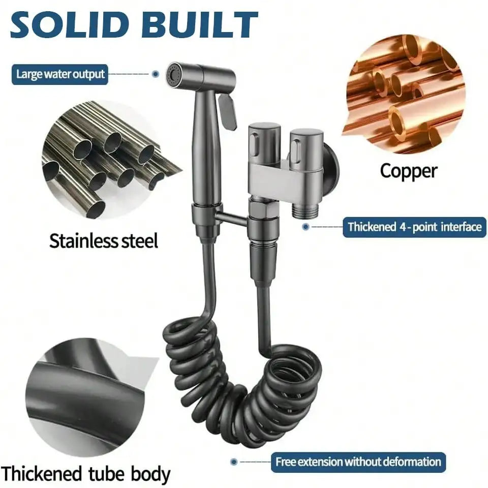 Toilet Bidet Sprayer With Angle Valve Hose Bathroom Hygienic Shower Kit