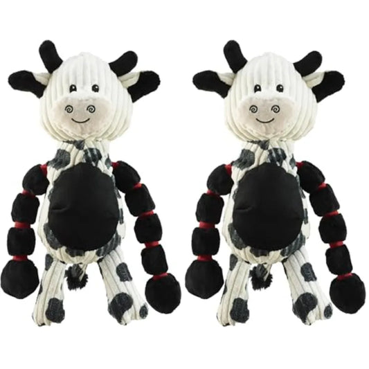 Charming Pet Thunda Tugga Cow Plush and Squeaky Dog Tug Toy Pack of 2
