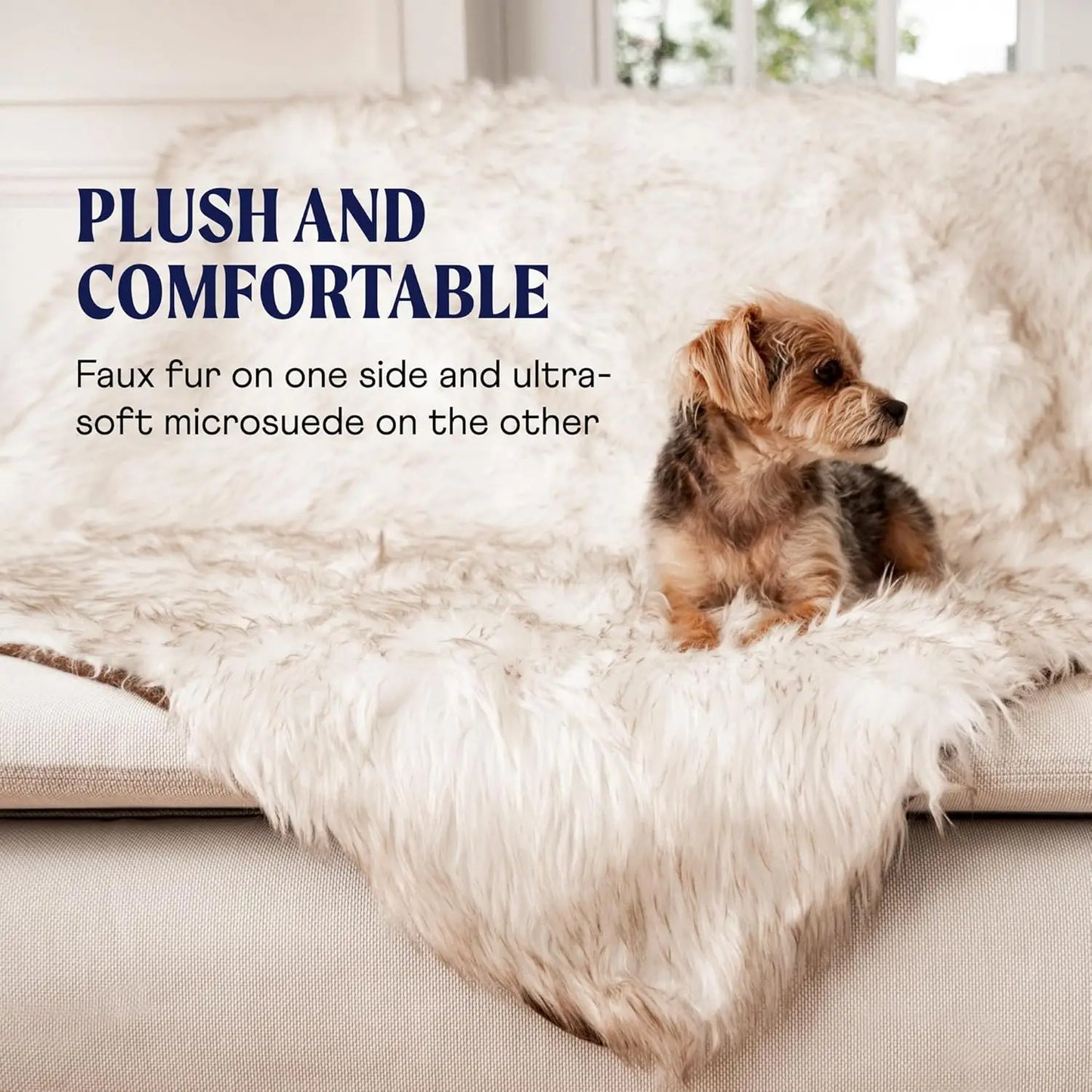 Waterproof Pet Blanket for Dogs & Cats, Soft Faux Fur Throw for Furniture Protection, 60x50 Inches