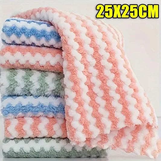 10/40PCS Coral Fleece Cleaning Cloths, Thickened & Super Absorbent, Kitchen Dish Rags for Glass Windows Wipe
