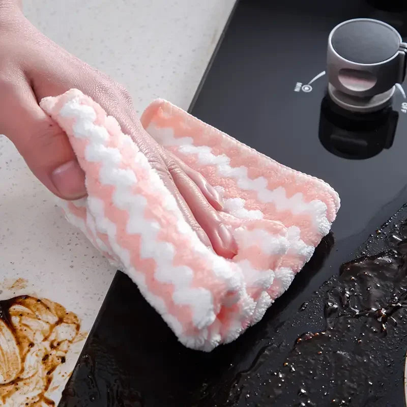 10/40PCS Coral Fleece Cleaning Cloths, Thickened & Super Absorbent, Kitchen Dish Rags for Glass Windows Wipe