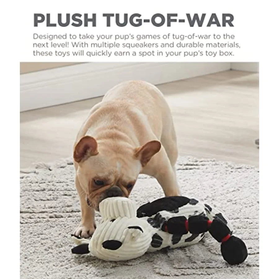 Charming Pet Thunda Tugga Cow Plush and Squeaky Dog Tug Toy Pack of 2