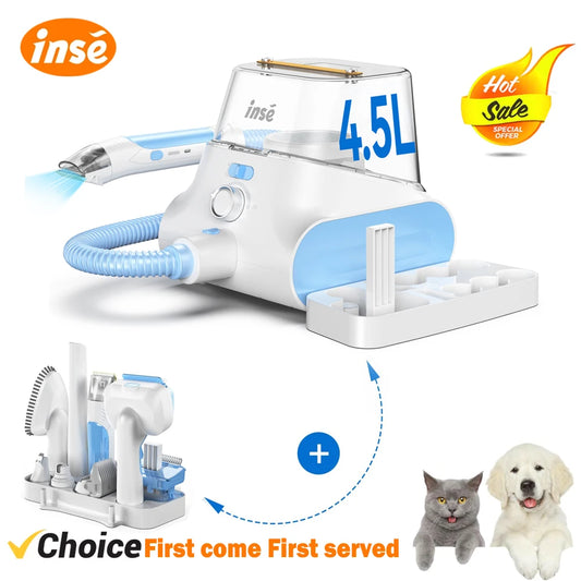 Pet Grooming Vacuum Ultra-Low Noise Pet Grooming Kits with 4.5L Large Capacity Dust Box Pet Clipper for Pet Hair Clean