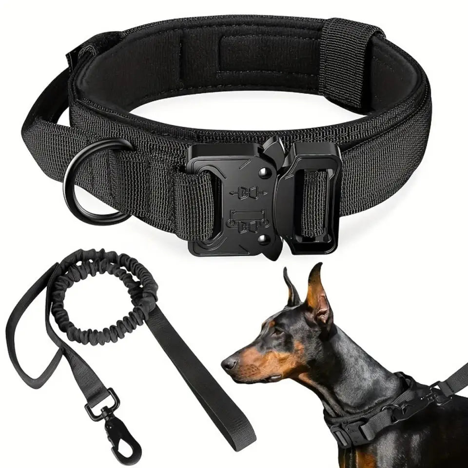Tactical Dog Harness Leash Collar Molle Pouches for Medium Large Dogs Training Military Pet Vest Adjustable Service Dog Harness