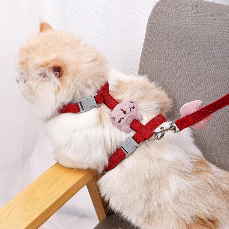 Cute Cartoon Sphynx Cat Harness Walking Pet Harnesses and Leash Set for Cats Gatos Kitten Garfield mascotas Accessories Supplies