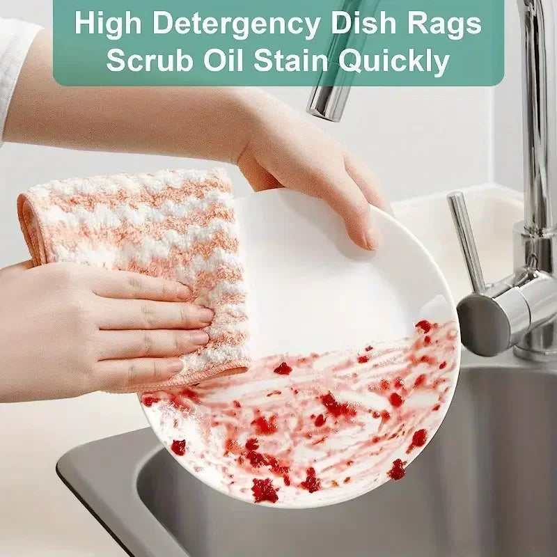 10/40PCS Coral Fleece Cleaning Cloths, Thickened & Super Absorbent, Kitchen Dish Rags for Glass Windows Wipe