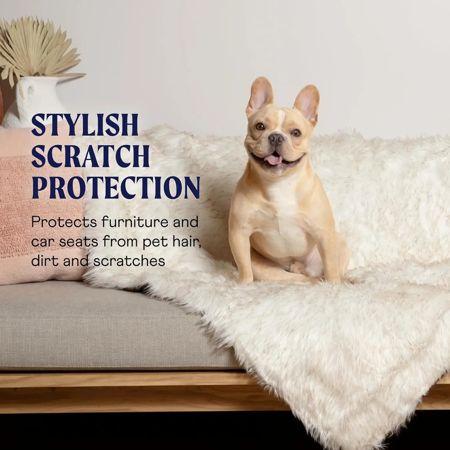 Waterproof Pet Blanket for Dogs & Cats, Soft Faux Fur Throw for Furniture Protection, 60x50 Inches