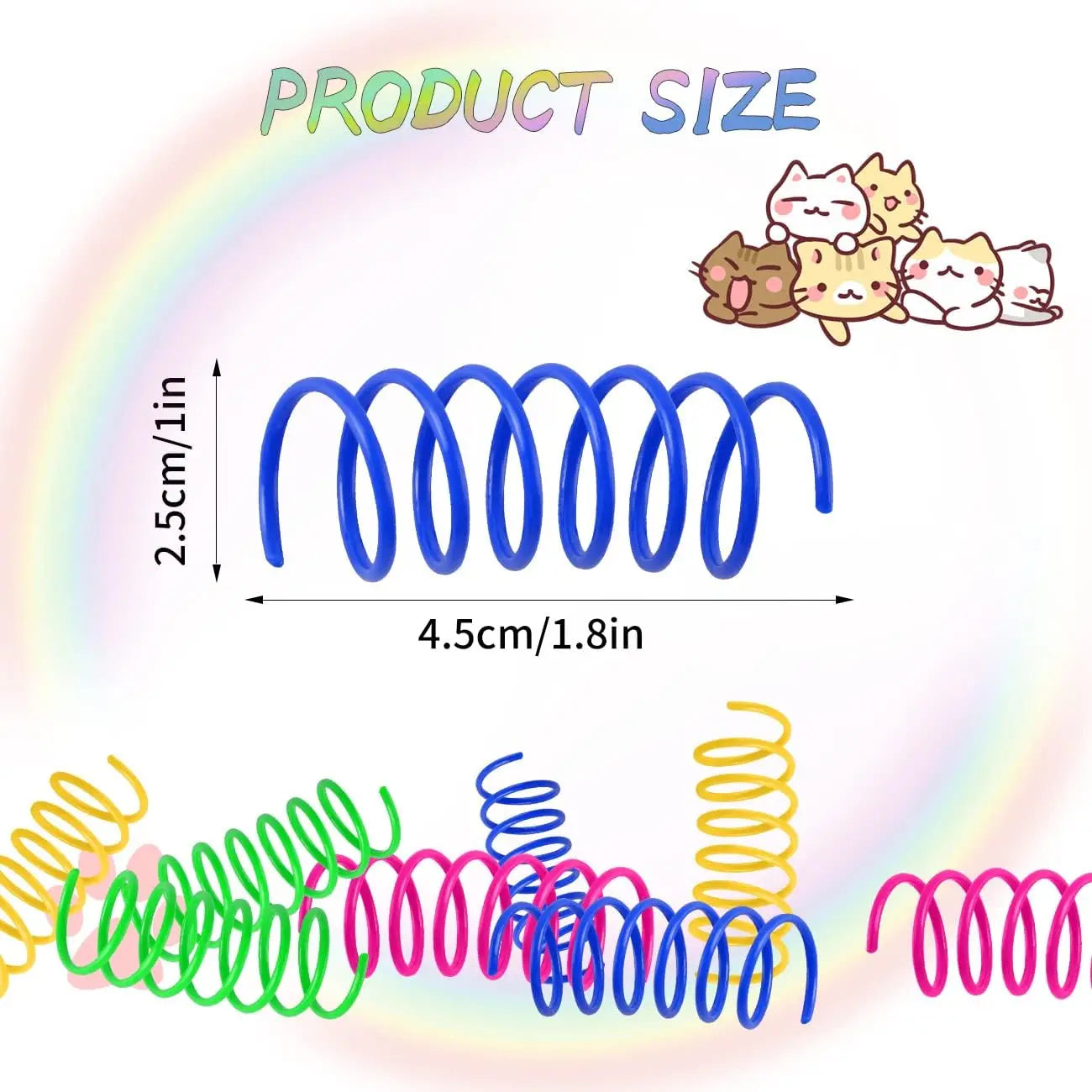100 Pack Cat Spiral Spring Toys for Indoor Cats, Colorful Plastic Coils Interactive Toy for Swatting and Biting