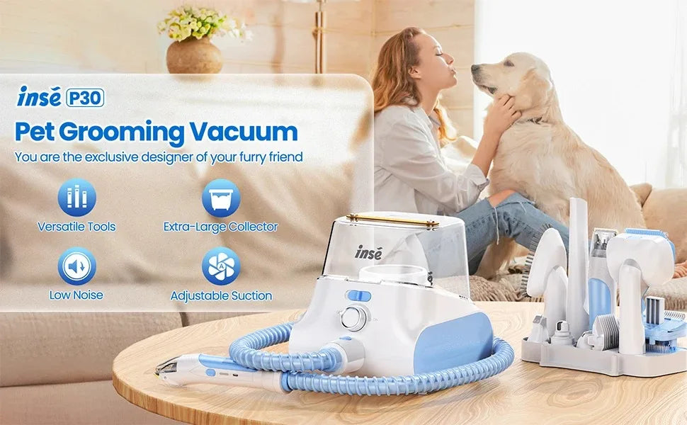 Pet Grooming Vacuum Ultra-Low Noise Pet Grooming Kits with 4.5L Large Capacity Dust Box Pet Clipper for Pet Hair Clean