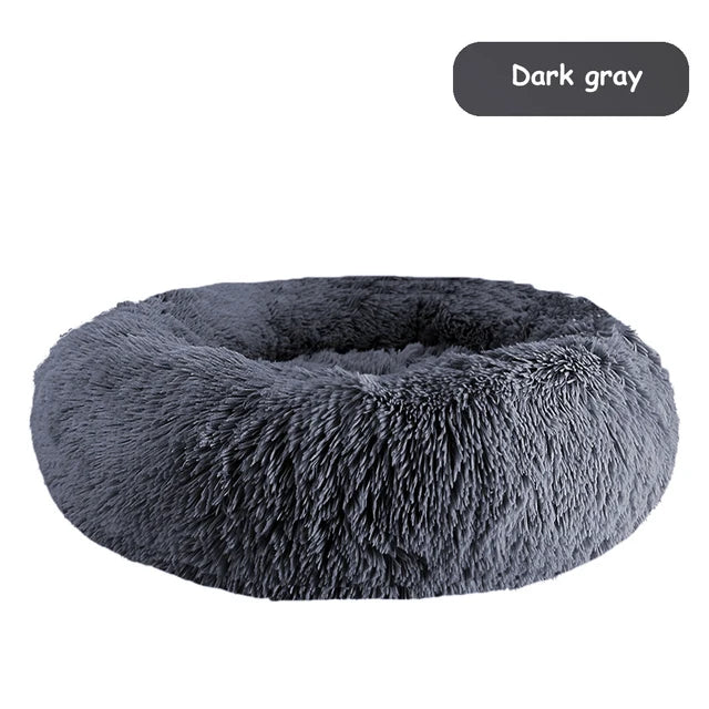 Donut Pet Bed Warm Soft Long Plush Pet bed For Small & Large Dog House Cat Calming Beds Washable Winter Kennel Sofa Cushion Mat