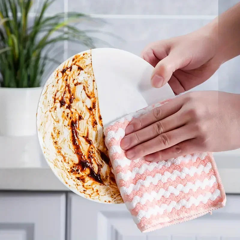 10/40PCS Coral Fleece Cleaning Cloths, Thickened & Super Absorbent, Kitchen Dish Rags for Glass Windows Wipe