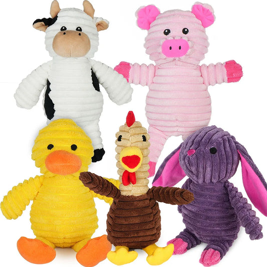 5 Pack Dog Toys Plush Dog Squeaky Toys, Assortment Value Bundle Animal Pet Toy for Small Medium Large Dogs, Stuffed Puppy Chew