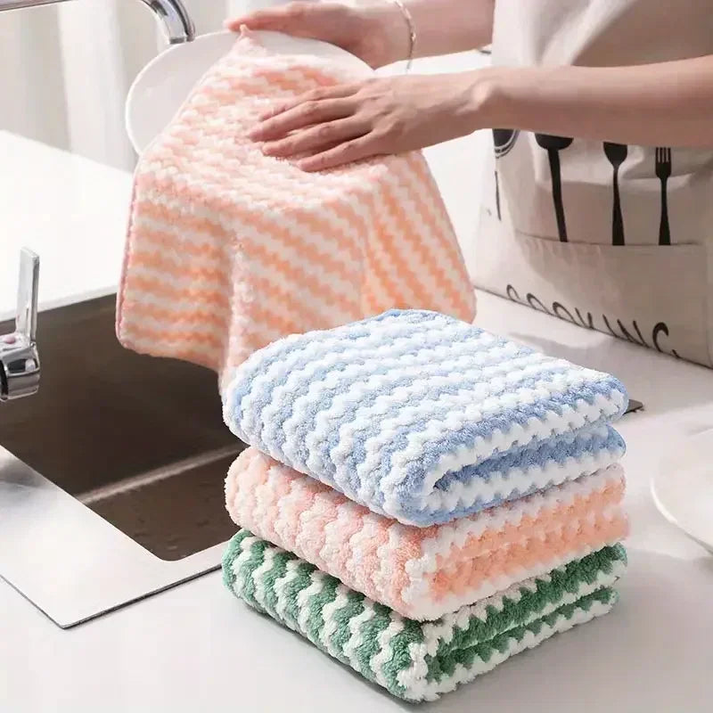 10/40PCS Coral Fleece Cleaning Cloths, Thickened & Super Absorbent, Kitchen Dish Rags for Glass Windows Wipe
