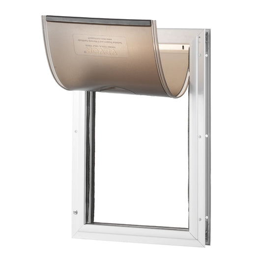 Pet Door Aluminum Frame with Lock and Flap System Weatherproof Doggy Door Easy to Install in Interior or Exterior Doors