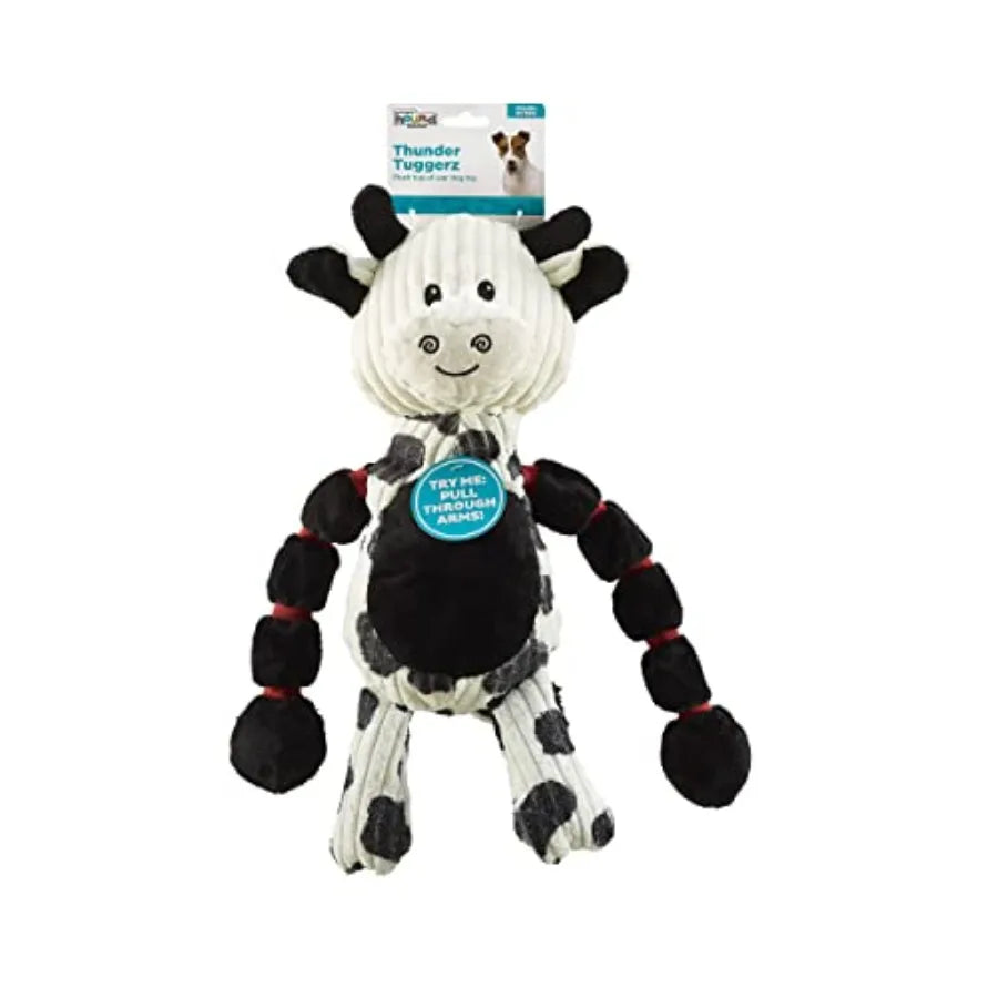 Charming Pet Thunda Tugga Cow Plush and Squeaky Dog Tug Toy Pack of 2