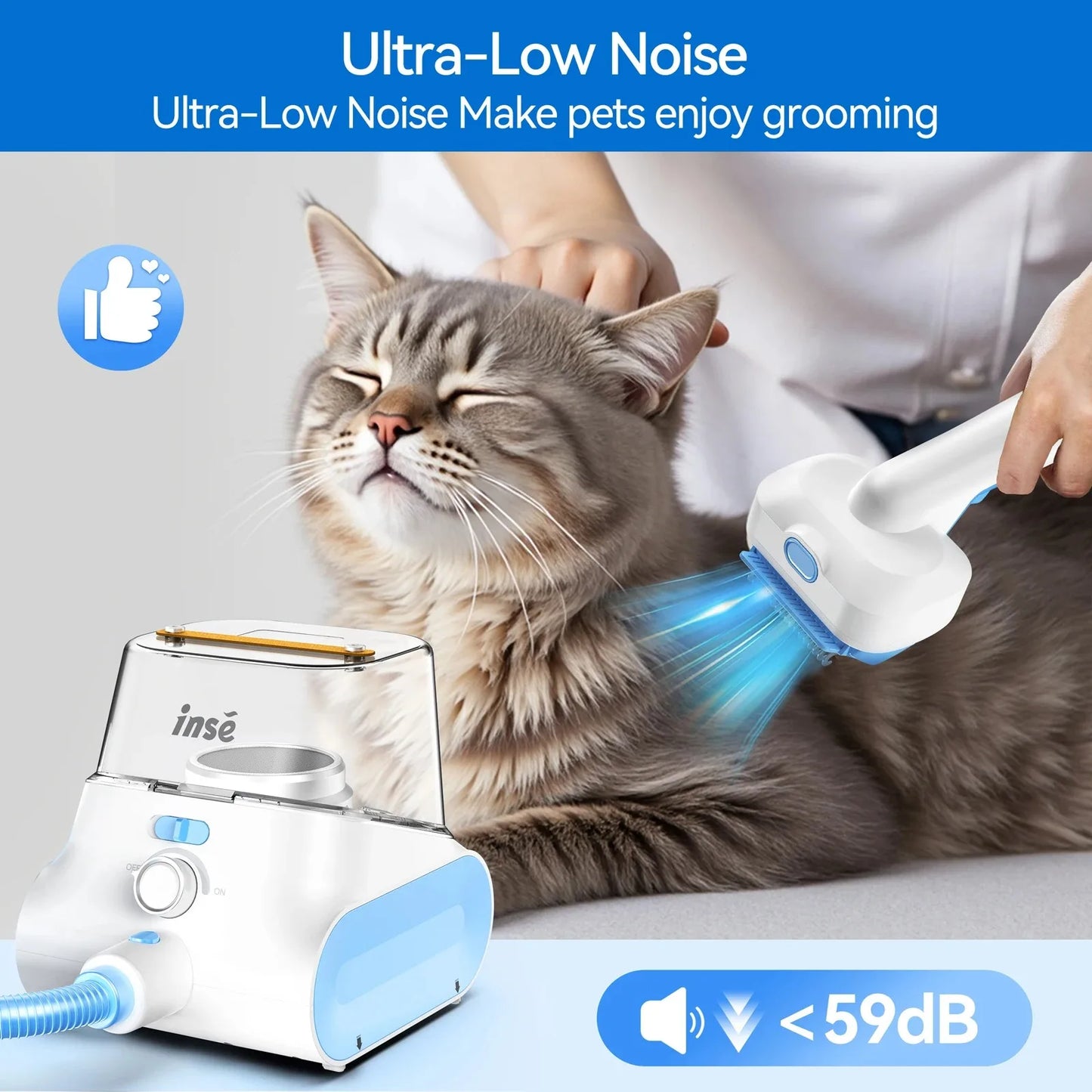 Pet Grooming Vacuum Ultra-Low Noise Pet Grooming Kits with 4.5L Large Capacity Dust Box Pet Clipper for Pet Hair Clean