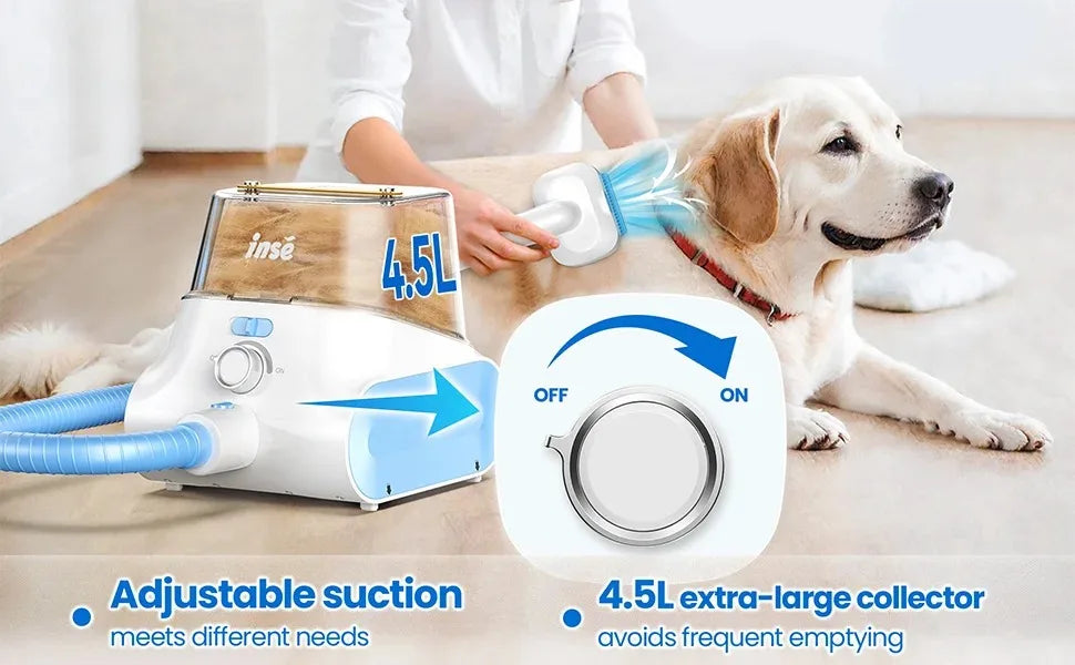 Pet Grooming Vacuum Ultra-Low Noise Pet Grooming Kits with 4.5L Large Capacity Dust Box Pet Clipper for Pet Hair Clean